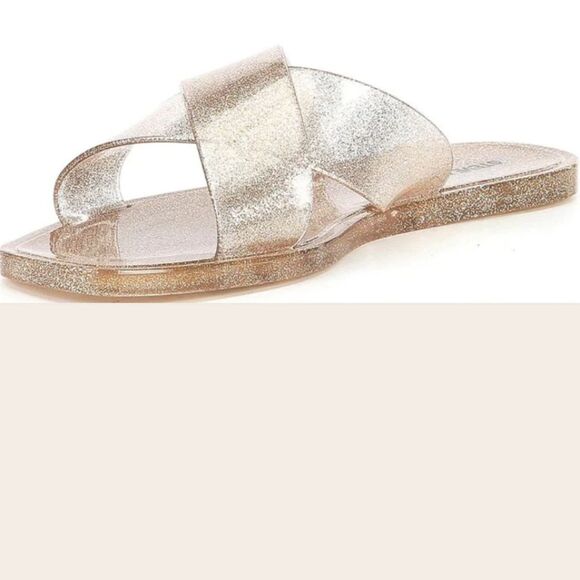Steve Madden Horizon Cross Band Glitter Sandals- Gold - Picture 5 of 12